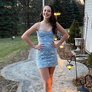 BLUE Lucy in the Sky Jody Sequin Floral dress